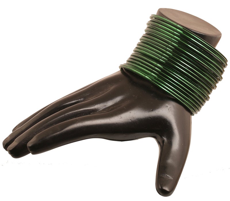 Touchstone Colorful Bangle Collection Modern Pretty Attractive Look Wrist Filler Indian Bollywood Emerald Green Color Thin Designer Jewelry Metal Bangle Bracelets Set Of 24. For Women - Image 2